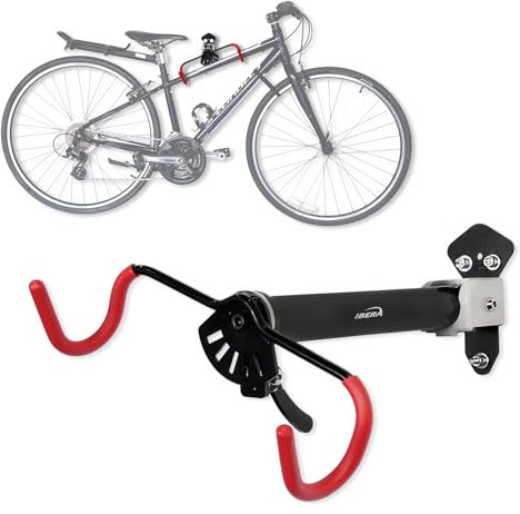 Ibera Bike Wall Mount - Adjustable Frame Holder & Soft Rubber Cradles - Garage Bike Rack for Road, MTB, Kids, Hybrid Bikes - Easy Installation & Space-Saving Design