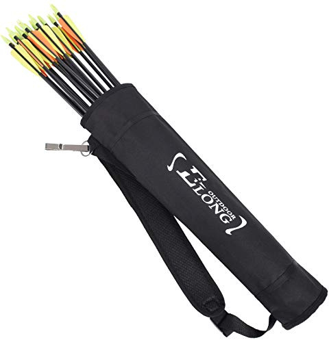 YLS Archery Hip and Back Quiver for Arrows - Black Arrow Quiver for Kids and Adults - Adjustable Arrow Holder with a Padded Strap and Belt Clip - Archery Accessories for Field and Practice