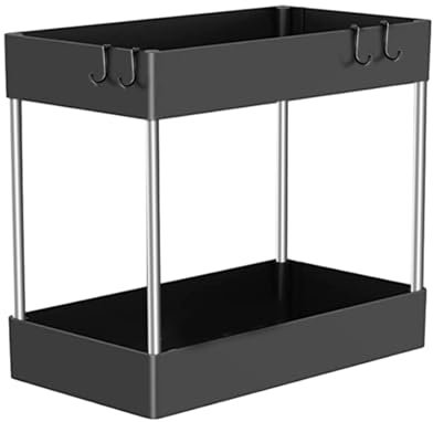 Kongou Organizador Bajo Fregadero, 2 Niveles Organización De La Despensa De La Cocina, Organizador Bajo Lavabo, Estante Organizador Multifuncional para Cocina Baño (32x14x30cm)