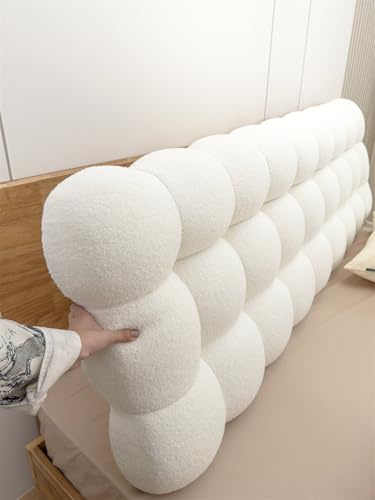 13cm Dick Wandpaneele Gepolstert, Wandkissen Bett Kopfteil Samt, Antikollisions Kopfteil Lesekissen für Wandschutz Bett, Kinderzimmer, Rückenpolster Wand Dekoration, 90-160 CM ( Color : White , Size :