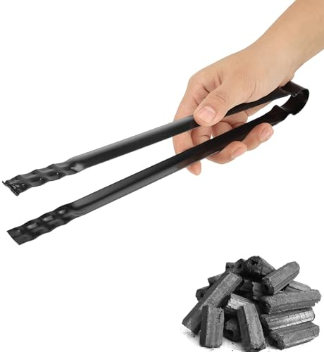 Charcoal Tongs, BBQ Tongs with Anti Scald Handle and Secure Grip, Barbecue Charcoal Tong for BBQ Grill, Garden, Picnic, Camping Fireplace Use, Outdoor Camping Cooking Tool