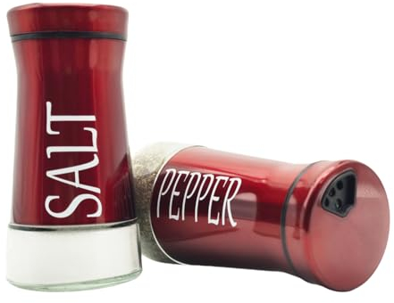 Pack of 2 Salt and Pepper Shaker Salt and Pepper Pots Salt and Pepper Set Salt Shaker Salt Pot Kitchen Accessories (Red, Without Holder)