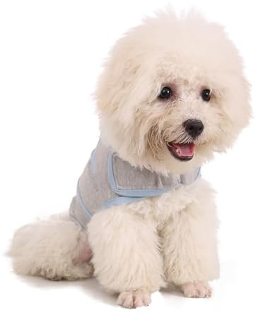 balancepaw Hunde-Angstweste, bequemer Hunde-Angstlinderungsmantel, atmungsaktiv, beruhigende Weste für Gewitter, Reisen, Feuerwerk, Tierarztbesuche (Beruhigungsweste für Hunde, Hellgrau-Blau, Größe S)