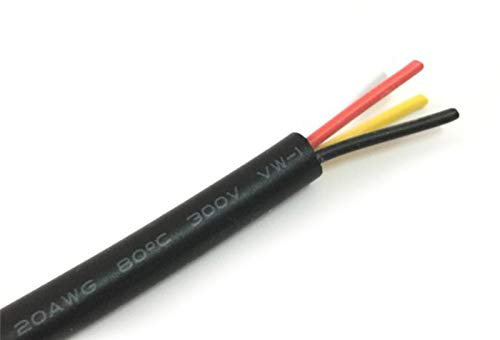 ZGYDNM Cavo elettronico in PVC Cavo di Collegamento Alimentazione Testa CC UL2464 24awg 2 3 4 Core Lampada da Tavolo Multi-Core Cavo di Alimentazione a Doppia Spina(10 m,24AWG 3 Core)