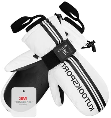 KUTOOK Guantes Esqui Hombre Mujer Ski Snowboard Nieve Frio Impermeable Cortaviento Calidez Invierno Adulto Moto Ligero Aire Libre Blanco M