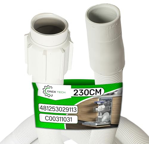 Tubo Desague de Lavavajillas Universal 2,3 m Ø24/22 mm con Código Original 481253029113 C00311031 para Whirlpool para Bauknecht - Garantía de 5 Años - ONIX TECH