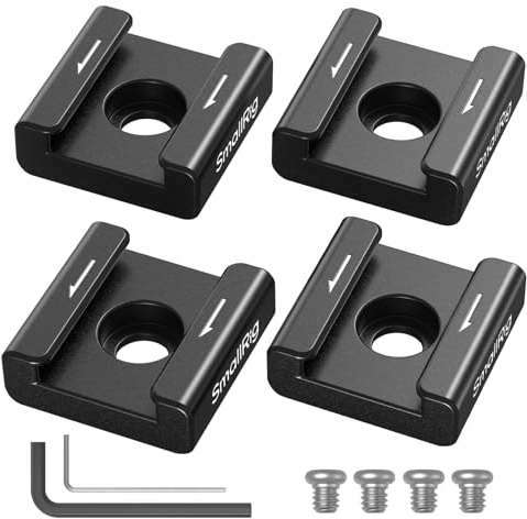 SmallRig Anti-Twist Cold Shoe Mount Adapter (4pcs) with 1/4-20 Screws, for Flash LED Light Monitor Microphone, with Anti Twist Pins, Compatible with SmallRig Cage - 5033