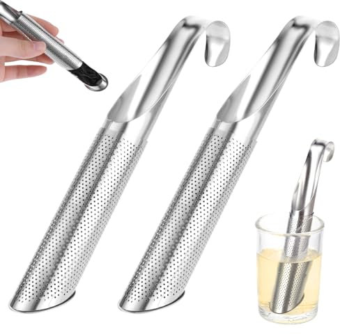 Teesieb Teeei für Losen Tee Edelstahl Teefilter 2 Stücks Feinmaschig Teestab Tee-Sieb mit Hakengriff Wiederverwendbar für Tee Gewürze Kaffee