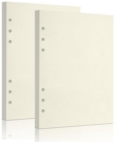 A5 Blank Refill Paper, 2 Packs Loose Leaf Paper for 6-Hole Refillable Binder Notebook Planner Diary Journals Painting (Beige Blank-160 Sheets, A5)