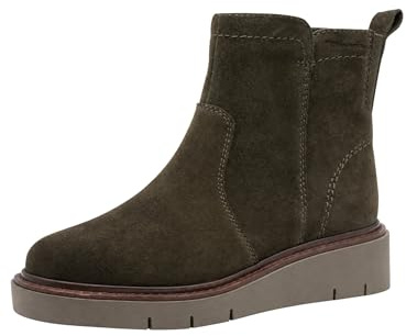 TAMARIS Botas planas de media longitud para mujer, de ante oliva, talla 38 EU, De ante de oliva., 38 EU