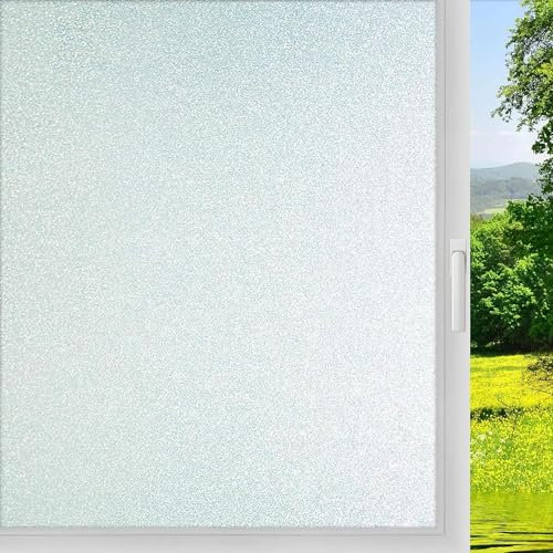 Qualsen Vinilos para Cristales Esmerilado para Decorativos Vinilo Adhesivo Cristal Opaco Anti UV Lámina Privacidad Ventana Vinilo Ventana Esmerilado Adecuada de Baño, Hogar (44.3cm x 150cm)