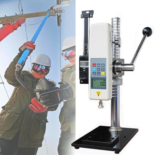 Medidor de fuerza digital con soporte manual de prueba de empuje y tracción, sensores integrados, 447 funciones de memoria, pantalla multiunidad para pruebas de tensión y compresión
