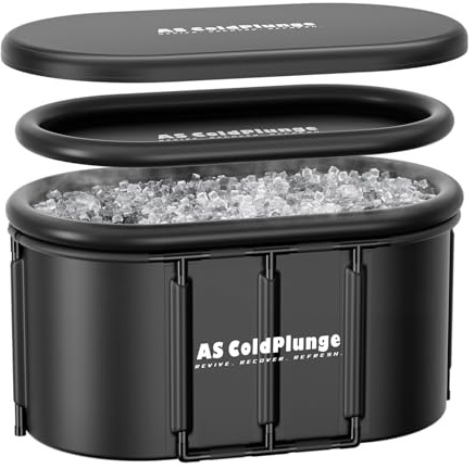 AS ColdPlunge Upgraded XXL Oval Ice Bath Tub for Cold Plunge, 148Gal Inflatable Ice Pod with Insulated Lid, Sturdy Frame, Chiller Compatible, Portable Cold Plunge Tub for Recovery Indoor & Outdoor