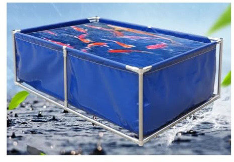 Kraftig utomhusfiskpool 300 x 100 x 80 cm, vikbar för balkong och trädgård, idealisk för bad och simning, hållbar vattentank ovanför marken
