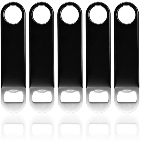 5 Piezas Abridor de Botella Cerveza, Abrebotellas Profesional para Cerveza, Abridores de Acero Inoxidable, Soda Bottle Opener, Descapsulador Plano Botella, Abridor Plano con Diseño Sencillo y Liso