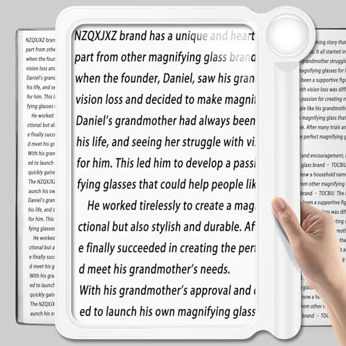 NZQXJXZ 30X 6X Loupe de Lecture,Permet de Voir la Totalité des Pages d'un Livre, Loupe Grossissante Parfaite pour Lire Les Petits Caractères et Les Personnes Malvoyantes,Blanc