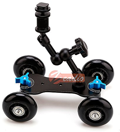 Zeadio Magic Arm Tabletop tragbare Skater Dolly Triebwagen Kits für alle LCD-Feldmonitor, Canon Nikon alle Video DSLR Kamera Rig, Blitzlicht, Mikrofon (7 , shwarz)