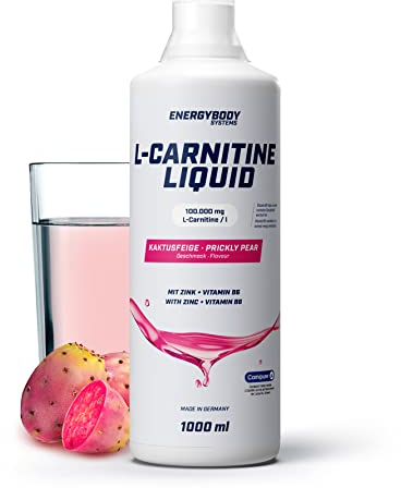 Energybody L-Carnitine Liquid mit Zink, hochdosiert 100.000 mg/Liter, flüssig, mit Dosierbecher, Carnipure Qualität, 1000 ml, Kaktusfeige Geschmack…