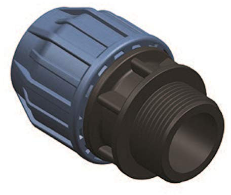 Elysee - Acople de PP, transición a AG, rosca de conexión a AG 20 mm x 1/2 AG para tubería de polietileno, DVGW, certificado para agua potable