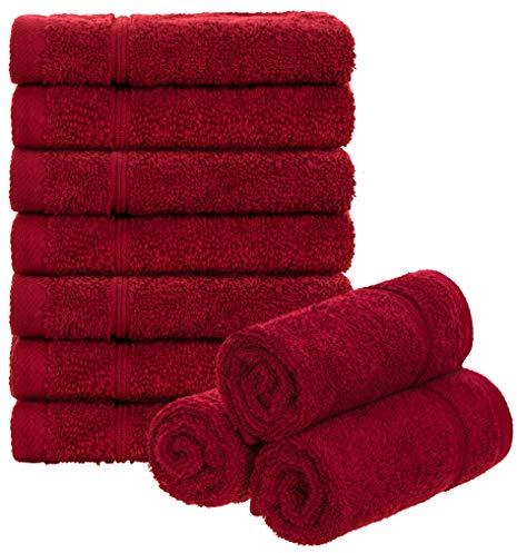 Brandsseller 10er Set Seiftuch 30 x 30 cm Waschlappen Frottier Seiflappen Gästehandtuch mit Aufhänger Baumwolle 470 g/m² Bad Haushalt - Rot