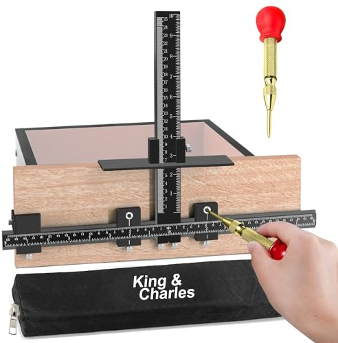 King&Charles Cabinet Hardware Jig, Aluminum Alloy Cabinet Handle Jig with Automatic Center Punch, Cabinet Jig for Handles and Pulls on Drawers/Cabinets, Cabinet Hardware Template Tool Perfect Set.