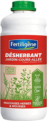 FERTILIGENE FDESF75 - Désherbant Polyvalent Jardins, Cours, Allées 750 ml - Détruit rapidement les mauvaises herbes - Effets visibles en 1h - Origine naturelle- 750 ml pour 45m² - Fabriqué en France