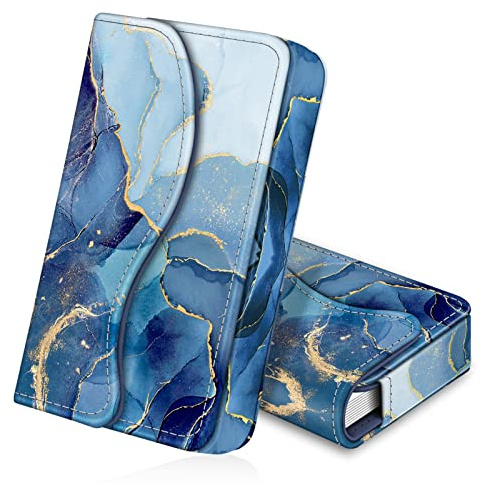 FINTIE Porta Biglietti da Visita, Porta Carte di Credito Portafoglio Custodia Organizzatore con Chiusura Magnetica per Donna Uomo, Ocean Marble