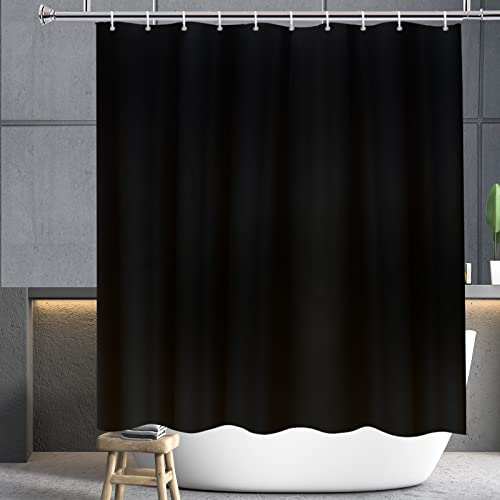 YISURE Duschvorhang 180x200 Schwarz Textil, Duschvorhang Stoff Polyester Schimmelbeständige Maschine Waschbar mit 12 Metallösen, Breite 180 x Höhe 200cm