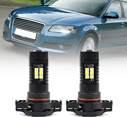 NSLUMO Led DRL Luces de estacionamiento de circulación diurna Bombillas para Aud A3 8P 2008-2012 5202 PS24W PS19W 5201 H16 2 piezas Blanco Canbus LED luces del día DLRs Lámpara de la ciudad Faros