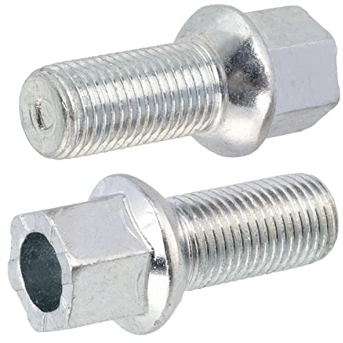 AERZETIX - C66675 - Lot de 2 boulons de roue M14x1.5 mm - en acier zingué galvanisé - compatible avec numéros d'origine: 431601139A, 8D0601139A, 8D0601139D, WHT001812