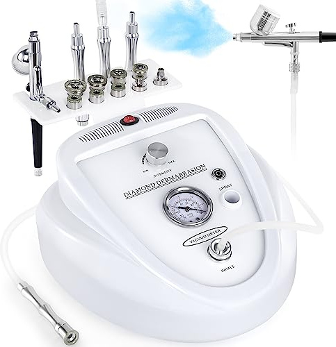 2 in 1 Diamond Microdermabrasion Machine with Airbrush for Flawless Skin | Professional Dermabrasion Vacuum Blackhead Remover Facial Kit,Micro Dermabrasion Machine for Salon Personal Home Use