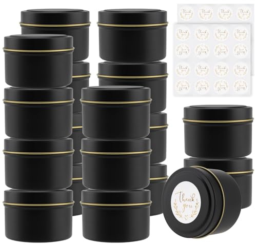 NAMYEUT 18 Unidades de Latas para Hacer Velas, Tarros Redondos de Metal con Tapa, Recipientes Vacíos para Manualidades, Joyas, Cosméticos
