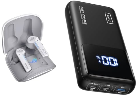 ASUS ROG Cetra True Wireless Moonlight White In-Ear Gaming Kopfhörer & INIU Power Bank, 100W 25000mAh Powerbank