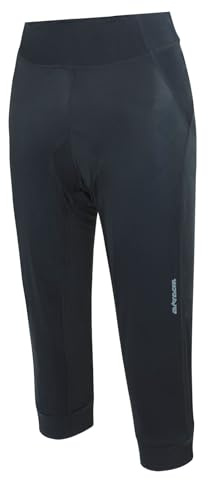 Airtracks Damen Fahrradhose 3/4 Lang Pro Line Radhose Pro MTB Radlerhose Mountainbike 3D Coolmax Gepolstert Atmungsaktiv Reflektoren XS S M L XL XXL 3XL 4XL - schwarz - L - Damen