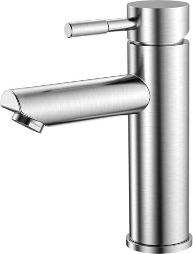 Robinet de Salle de Bain Monocommande - Mitigeur Lavabo Réglable Chaud et Froid en Acier Inoxydable - Cartouche en Céramique