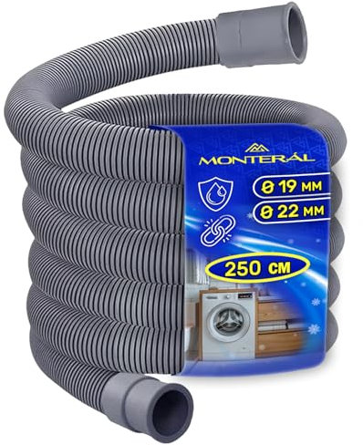 Tubo Desague Lavadora y Lavavajillas 2,5m con Diámetro de Entrada de Ø19/22 mm - Garantía de 10 Años - MONTERAL