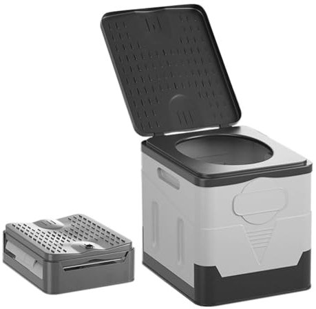 LASIEYO Folding Camping Toilet, Large Capacity Portable Toilets for Adults with Lid, Camping Loo, Outdoor Travel Camping Toilet for Long Trip Hiking Boating, Fishing, Hiking, Load 150kg