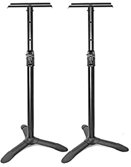 KOHUS Speaker Bracket Audio Stand Lift Tripod Multimedia Stand Metal Floor Surround Desk Stand for Surround Sound and Bookshelf Speakers Subwoofer Stand(B)