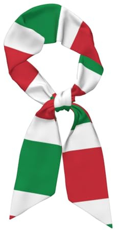 YVNKHKU Foulard en satin avec motif drapeau italien pour femme, col carré, pour sac, écharpes à cheveux, cadeau 119,1 x 7,9 cm, noir, taille unique