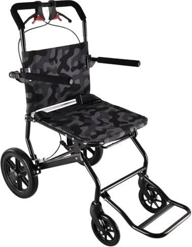 NOMIGO Leichter Rollstuhl für Erwachsene, kompakter Rollstuhl mit abnehmbaren Fußstützen, faltbarer Transit-Reiserollstuhl, Netz, Traglast nur 9 kg Schwarz