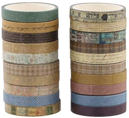 DEARBAG 20 Rolls Washi Tape Set, Masking Tape, Dekorativ Tejp Färgglad, Tejpset för Hantverk Bullet Journals Planerare Scrapbooking