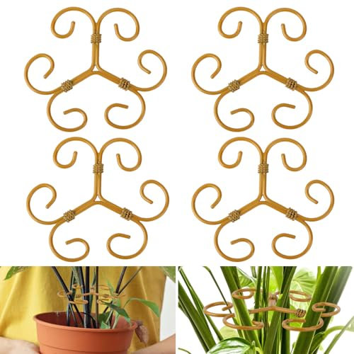 4pcs Plant Stem Support, Vertical Growth Support for Climbing Plants Monstera and Houseplants Iron Plant Stem Holder Stakes & Trellis Rack Hook for Outdoor Indoor Growing