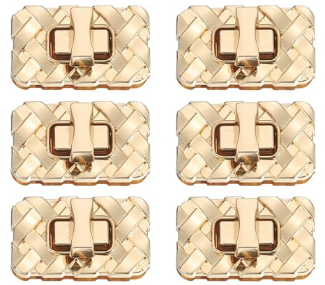 QUARKZMAN 6Pcs Cierre Giratorio, 1.38 x 0.79 Cierres Y Sujetadores Para Bolso Aleación De Aluminio Clip De Cierre Rectangular Para Accesorios De Bricolaje De Bolso, Dorado