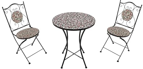 AXI Amélie Set Bistrot da Balcone, 2 Sedie 1 Tavolo, Set Bistrò Veranda Mosaico Rosa rosa - Set Bistro da Giardino, Tavolo Bistro a Mosaico per Giardino/Balcone/Terrazza