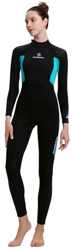 Neoprenanzug Ganzkörper Damen 3/2mm mit Rückenreißverschluss, dehnbarer Neopren Nassanzug Langarm mit UV-Schutz für Wassersport L Größe