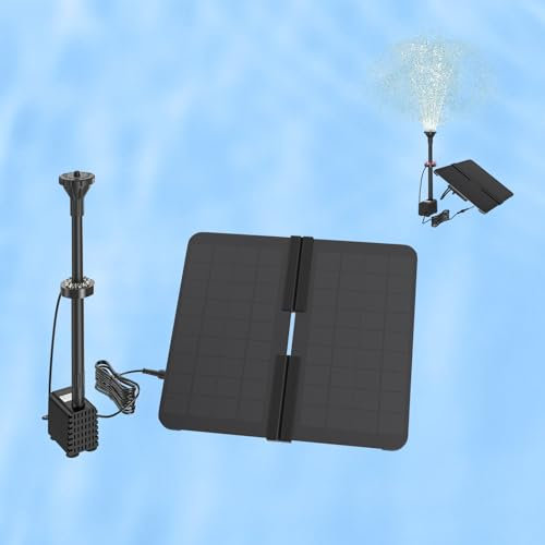 UISEBRT Bomba solar para estanque con barra de apoyo ajustable, fuente solar, bomba solar, bomba de fuente, bomba de agua para jardín, estanque pequeño, depósito de peces, 20 W
