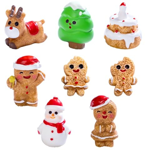 AEKZOX Lot de 8 Accessoires Noël pour Lutins – Matériaux durables et haute qualité en résine, plastique et verre, décorations de Noël créatives et amusantes pour votre monde miniature