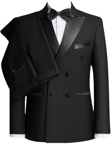 Cdkoke Hombre Traje de Solapa Pico de Dos Piezas Botones Cruzados Chaqueta de Esmoquin Formal de Negocios Pantalones