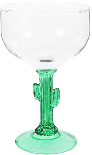 BESPORTBLE Calice Margarita in Vetro 400ml a Forma di Cactus Verde, Bicchiere da Vino e Cocktail Decorativo, Adatto per Casa e Feste Riutilizzabile