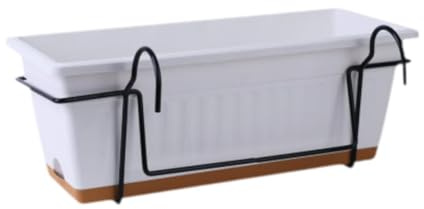 Harilla Fioriera Sospesa per Ringhiera da Balcone, Vaso da Appendere per Piante, Porta Piante, Vasi Rettangolare da Esterno per Coltivazione di Ortaggi, Bianco